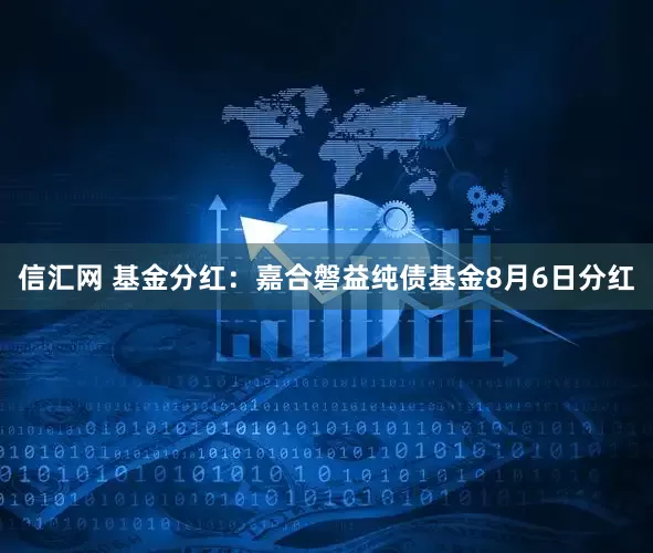信汇网 基金分红：嘉合磐益纯债基金8月6日分红